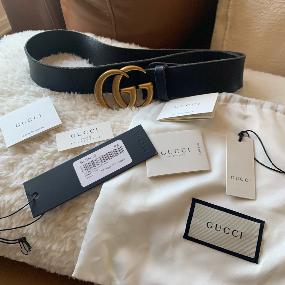 Gucci toscano leather belt size 85, 1.5 inch